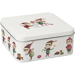 Gebäckdose/Keksdose 15x15 cm "Elfen bei der Arbeit" von ihr - Weihnachten Weihnachtsdekoration
