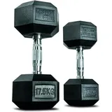 Hantel Hexagon Set – 2 x 17.5 kg – Dumbbell Set - Kurzhantel Set SCHWARZ 17.5kg