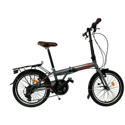 20 Zoll Alu Faltrad Klapprad Shimano 7-Gang-Schaltung Klappfahrrad Grau-Rot