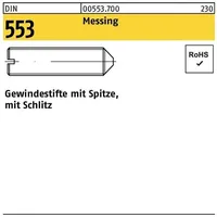  Gewindestift DIN 553 Schlitz/Spitze M5x 5 Messing 100 Stück