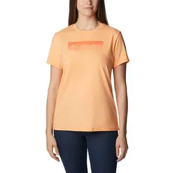 COLUMBIA Damen T Shirt Sun TrekTM SS Graphic Tee, Peach Hthr, Framed Halftone Graphic, XL