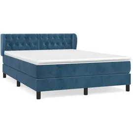 vidaXL Boxspringbett mit Matratze Dunkelblau 140x200 cm Samt