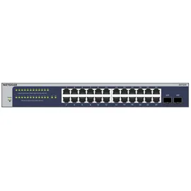 Netgear 24-Port Gigabit Ethernet Smart Switch (GS724T) Managed, optional mit Insight Cloud Management für 1 Jahr, mit 2 1G SFP, Desktop & Rack-Mount