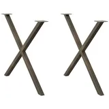vidaXL Esstischbeine X-Form 2 Stk. Naturstahl 90x(72-73) cm Stahl