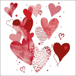 Ambiente 20 Servietten Papier 33x33cm 3-lagig - hochwertige Einweg Papierservietten Herz Motiv rot Partyservietten romantisch Valentinstag Hochzeit Verlobung