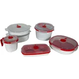 Snips - Microwave Frischhaltedosen Set 5, Mikrowelle Vorratsdosen mit Deckel -Microwave Reiskocher Rice Cooker, Dampfgarer für Mikrowelle 2L / 4L, Eierkocher und Suppentasse Tasse Mug - Made in Italy