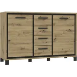 Forte Sideboard Trondheim 138,4 x 91,3 x 41,5 cm Artisan Eiche/Schwarz Eiche