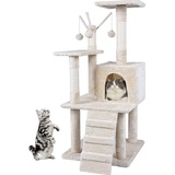 MuCoLa Kratzbaum 121cm Katzenbaum Beige Katzenkratzbaum Katzen Kletterbaum Spielbaum