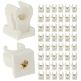 tecuro Rohrclip Set einfach 8 mm - 50 Stück - weiß, mit Messing Gewindebuchse M6,