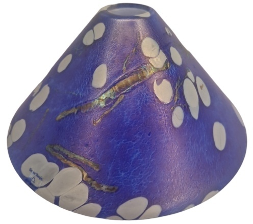 Brück Lampenschirm aus Glas blau handbemalt E27 E14 für Hängelampe handbemalt