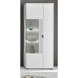 Furn.Design Vitrine in weiß matt Wohn- und Esszimmer Vitrinenschrank 75 x 180 cm Merced
