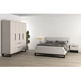 Home affaire Schlafzimmer-Set Bronne,Komplettschlafzimmer (Set,4-St), (4-tlg), Schlafzimmer-Set,Schrank 4Trg 2xNako, Bett180/200, Kufen Metalloptik braun