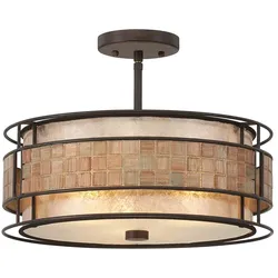 Quoizel Deckenleuchte Laguna 3xE27 Metall, Glas, Mosaikfliesen taupe, Kupfer H:30,5 Ø:40,6