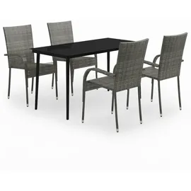 vidaXL Garten-Essgruppe 5-tlg. Grau/Schwarz