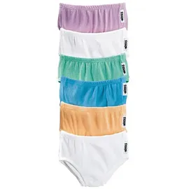 PETITE FLEUR Slip PETITE FLEUR, Mädchen, Gr. 128, 6 Stk., bunt (flieder, mint, blau, pfirsich, weiß, weiß), Piqué, Obermaterial: 95% Baumwolle, 5% Elasthan, unifarben, körpernah, Unterhosen Unterhose Slip, bequemer Basic, angenehm zu Tragen