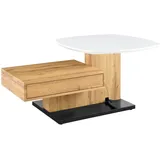 Mid.you Couchtisch, Schwarz, Weiß, Eiche, Metall, Holzwerkstoff, 1 Schubladen, quadratisch, Sockel, 70x47.5-66.5x110 cm, höhenverstellbar, einfacher Aufbau, Wohnzimmer, Wohnzimmertische, Couchtische, Couchtische höhenverstellbar