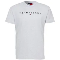 Tommy Jeans Reg Linear Logo Kurzarm-T-Shirt Silver Grey M