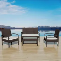 Ankonbej 4-tlg. Garten-Lounge-Set mit Auflagen Poly Rattan Braun - Braun