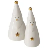 Boltze Dekofiguren Aus Porzellan, Weiße Weihnachtsmänner, 2er-set