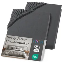 nyvi Spannbettlaken DreamScience Heavy Jersey 120 x 200 - 130 x 200 cm grau 2 St.