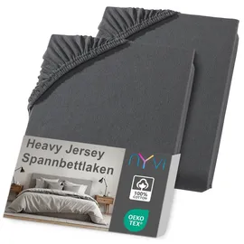 nyvi Spannbettlaken DreamScience Heavy Jersey 120 x 200 - 130 x 200 cm grau 2 St.
