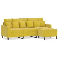 vidaXL 3-Sitzer-Sofa mit Hocker Gelb 180 cm Samt