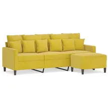 vidaXL 3-Sitzer-Sofa mit Hocker Gelb 180 cm Samt