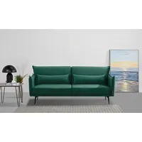 Schlafsofa INOSIGN "TULARE, 204 cm, klappbarer 3-Sitzer mit verstellbarer Rückenlehne", grün, B:204cm H:89cm T:87cm, 100% Polyester, Sofas, Schlaffunktion, Velvet-Samtvelours u. Webstoff