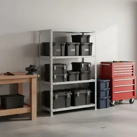 Proregal Lagerregal Metall 150x110x40 cm grau 4 Fachböden
