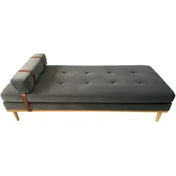 Daybed Samt grau Gästebett Tagesbett Bett Relaxliege Lounge