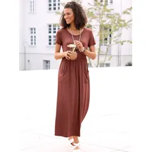 Casual Looks Jerseykleid Shirtkleid Unifarben Rotbraun 42