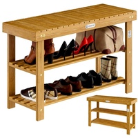 CASARIA Casaria® Schuhregal mit Sitzfläche Holz Massiv 160kg Belastbarkeit