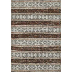 Wollteppich LUXOR LIVING "Aalborg" Gr. 4, bunt (multi), B:160cm H:10mm L:230cm, Wolle, Teppiche, Handweb Teppich, reine Wolle, handgewebt, Rauten Design
