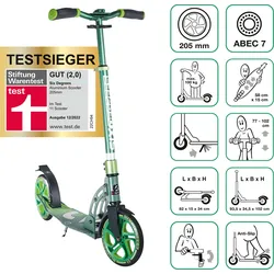 SIX DEGREES Aluminium Scooter 205 mm grün -TESTSIEGER- EINHEITSGRÖSSE