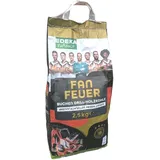Fußball WM Holzkohle Grillkohle Buche 2,5kg Charcoal BBQ Kohle für Grill Smoker