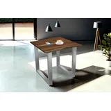 Esstisch Baumkante massiv Akazie nussbaum 80 x 80 silber MUNDRA - Braun