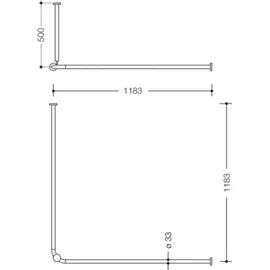 Hewi Serie 801 Vorhangstange 801.34.116118 1200 x 1200 mm, 24 Vorhangringe, senfgelb