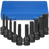 Profiwoab 1/2-Zoll-Schlag-Bit-Steckschlüssel-Set, 10-tlg H-Inbus Nuss Satz 1/2'',Innensechskant Nuss 5,6,7,8,10,12,14,16,17,19mm,Außensechskant Sechskant Bit mit Kunststoffkoffer für Schlagschrauber