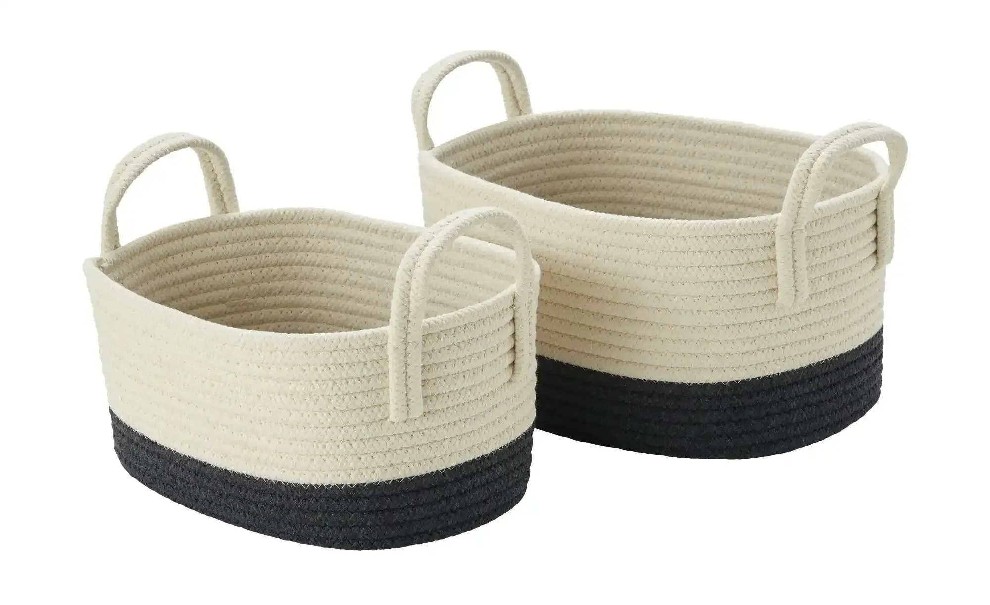 HOME STORY Aufbewahrungskorb  2er Set   ¦ creme ¦ Polyester,Baumwolle ¦ Maße (cm): B: 34 H: 18 T: 24.0