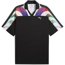 Trainingsshirt PUMA "EQUAL LOVE CONFEDERATION Fußballtrikot Erwachsene", Herren, Gr. M, schwarz (schwarz aop), Obermaterial: 100% Polyester; Rippe: 97% Polyester, 3% Elasthan, mehrfarbig, relaxed fit, Kurzarm, Shirts