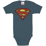 LOGOSHIRT Body LOGOSHIRT, Mädchen, Gr. 74/80, EURO-Größen, blau (dunkelblau), 100% Baumwolle, bedruckt, normal, Rundhals, Bodys Body, mit Superman Logo-Frontdruck