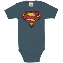 LOGOSHIRT Body LOGOSHIRT, Mädchen, Gr. 74/80, EURO-Größen, blau (dunkelblau), 100% Baumwolle, bedruckt, normal, Rundhals, Bodys Body, mit Superman Logo-Frontdruck