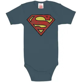 LOGOSHIRT Body LOGOSHIRT, Mädchen, Gr. 74/80, EURO-Größen, blau (dunkelblau), 100% Baumwolle, bedruckt, normal, Rundhals, Bodys Body, mit Superman Logo-Frontdruck