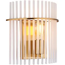 Wandleuchte Glasstäbe Wohnzimmerlampe gold opal Wandlampe Schlafzimmer, Metall, E27 Fassung, LxBxH 12,5x25x26 cm