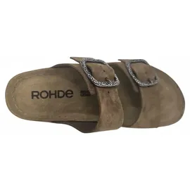 ROHDE Damen Pantolette mit zwei Schnallen aus Velourleder Rodigo-D 5893, Größe:39 EU, Farbe:Beige - 39