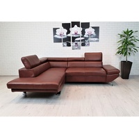 Echtleder Ecksofa 245x210 Echt Leder Granada Cognac Sofa Couch mit Kopfstützen