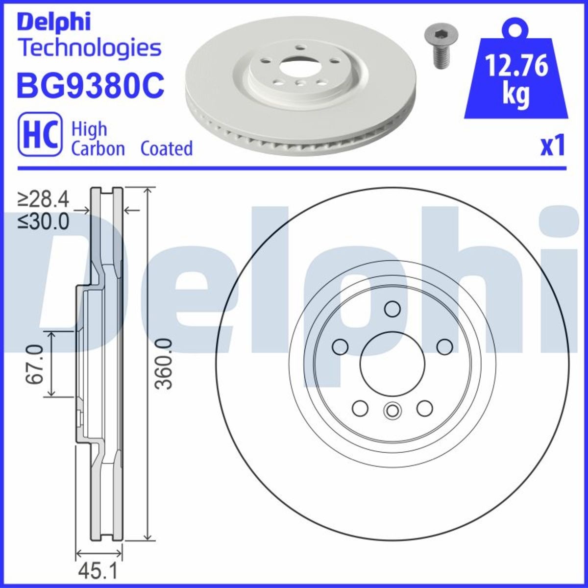 Bremsscheibe DELPHI BG9380C