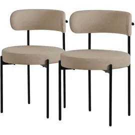 ML-Design Esszimmerstühle 2er Set aus Teddystoff Braun