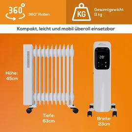 Tronitechnik Ölradiator TT OR 311 Weiß 11 Rippen 2500 Watt Drei Stufen WiFi