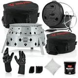 BBQ-Toro 11-teiliges Dutch Oven Set mit Dutch Oven Grill "DOKING", 9 qt Dutch Oven, und Zubehör - BBQ-Toro